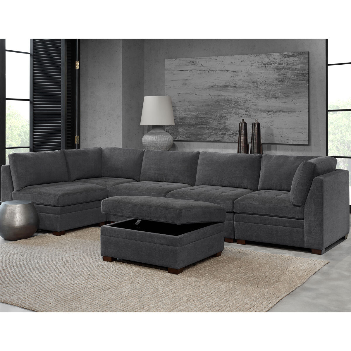 thomasville tisdale dark grey 6 piece modular fabric sofa costco uk