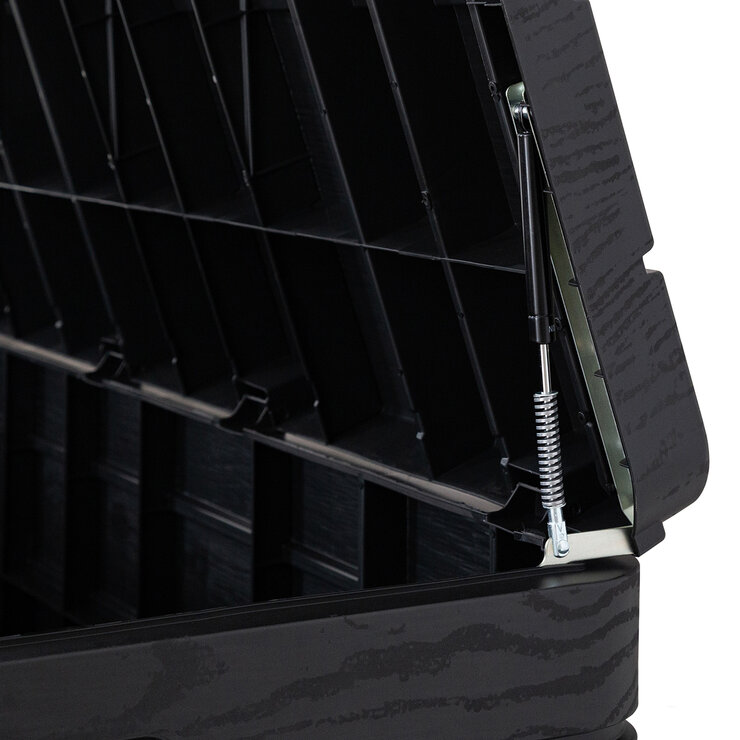 Piston assisted lid for easy opening