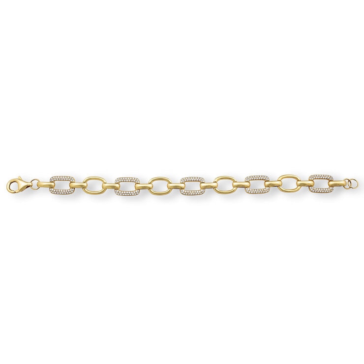 1.06ctw Round Brilliant Cut Diamond Paperclip Bracelet, 14ct Yellow Gold 1.06ctw Round Brilliant Cut Diamond Paperclip Bracelet, 14ct Yellow Gold