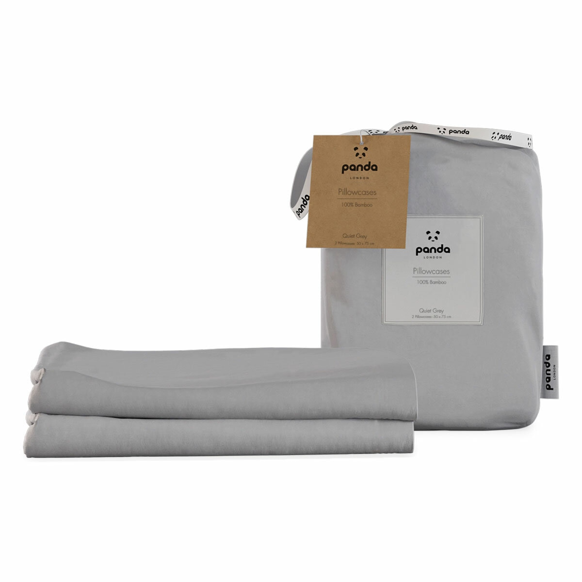 Panda 100% Bamboo Grey Pillowcase Pair Panda 100% Bamboo Grey Pillowcase Pair