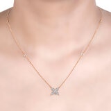 0.50ctw Round Brilliant Cut Diamond Flower Necklace, 14k Rose Gold