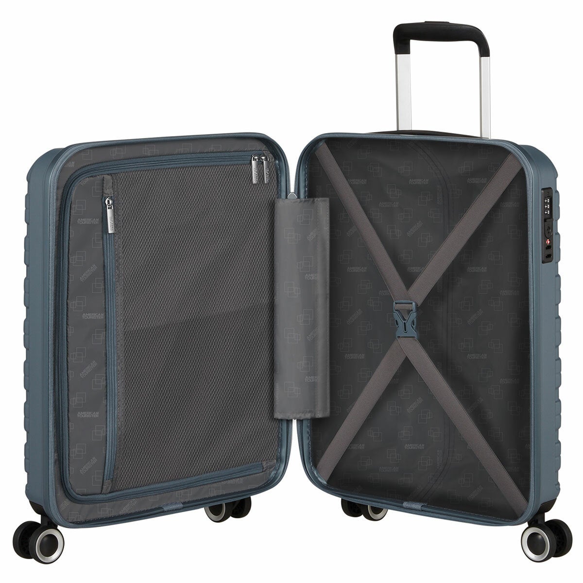 American Tourister 3pc Luggage Set Spinner Case In Storm Blue