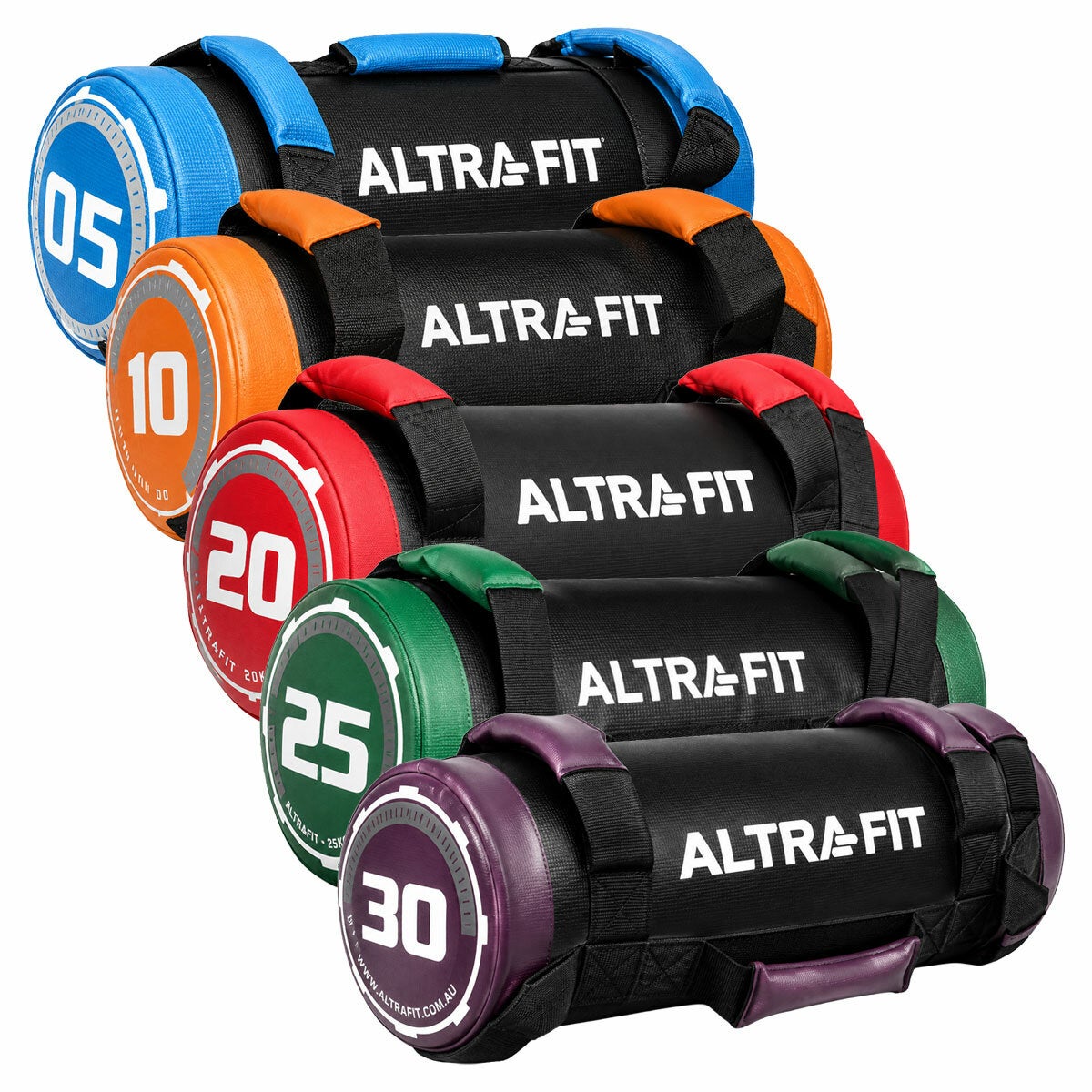Graphic showing the Altrafit Power Bag in 5 different weights Graphic showing the Altrafit Power Bag in 5 different weights