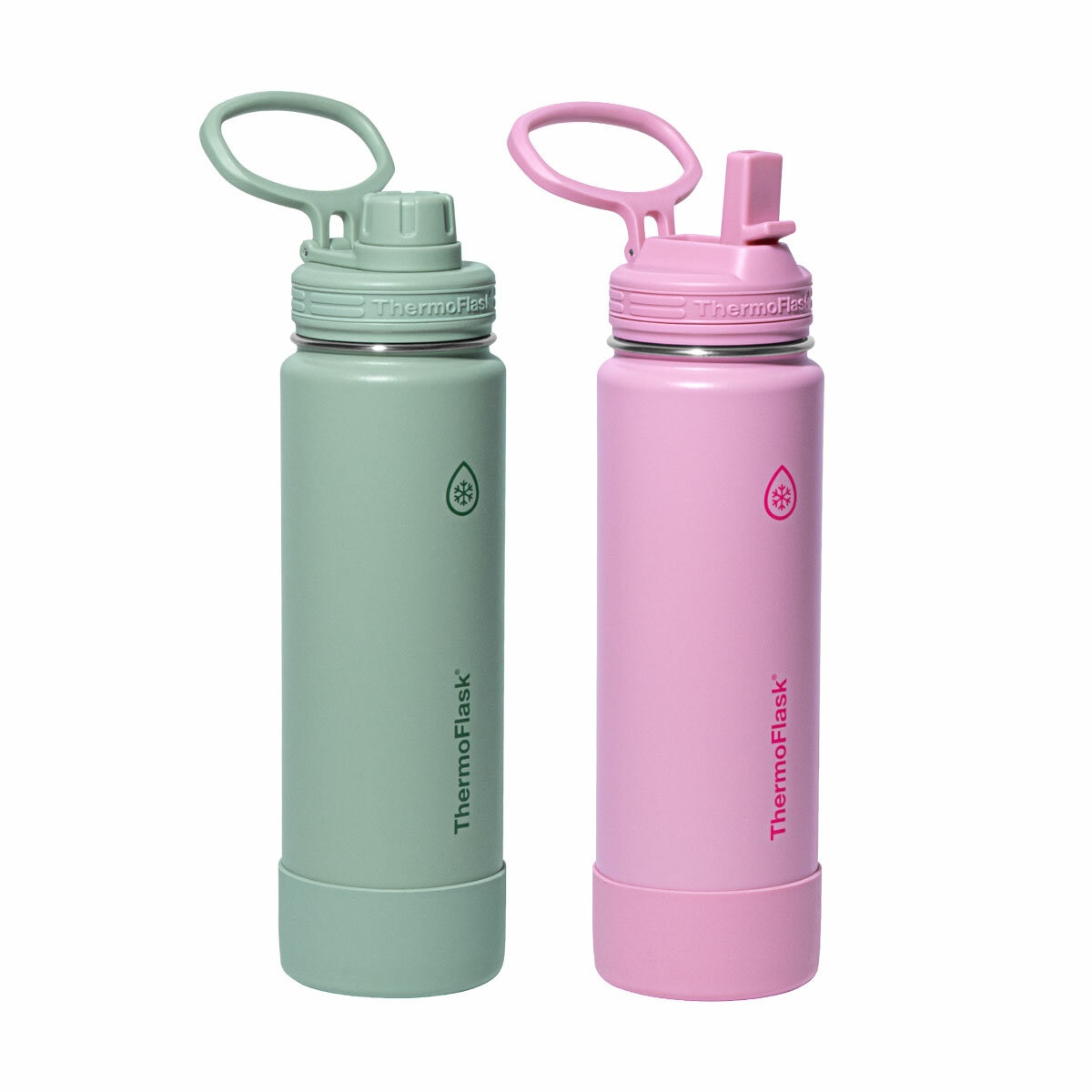 ThermoFlask Stainless Steel Water Bottle 710ml, 2 Pack in 3 Colours