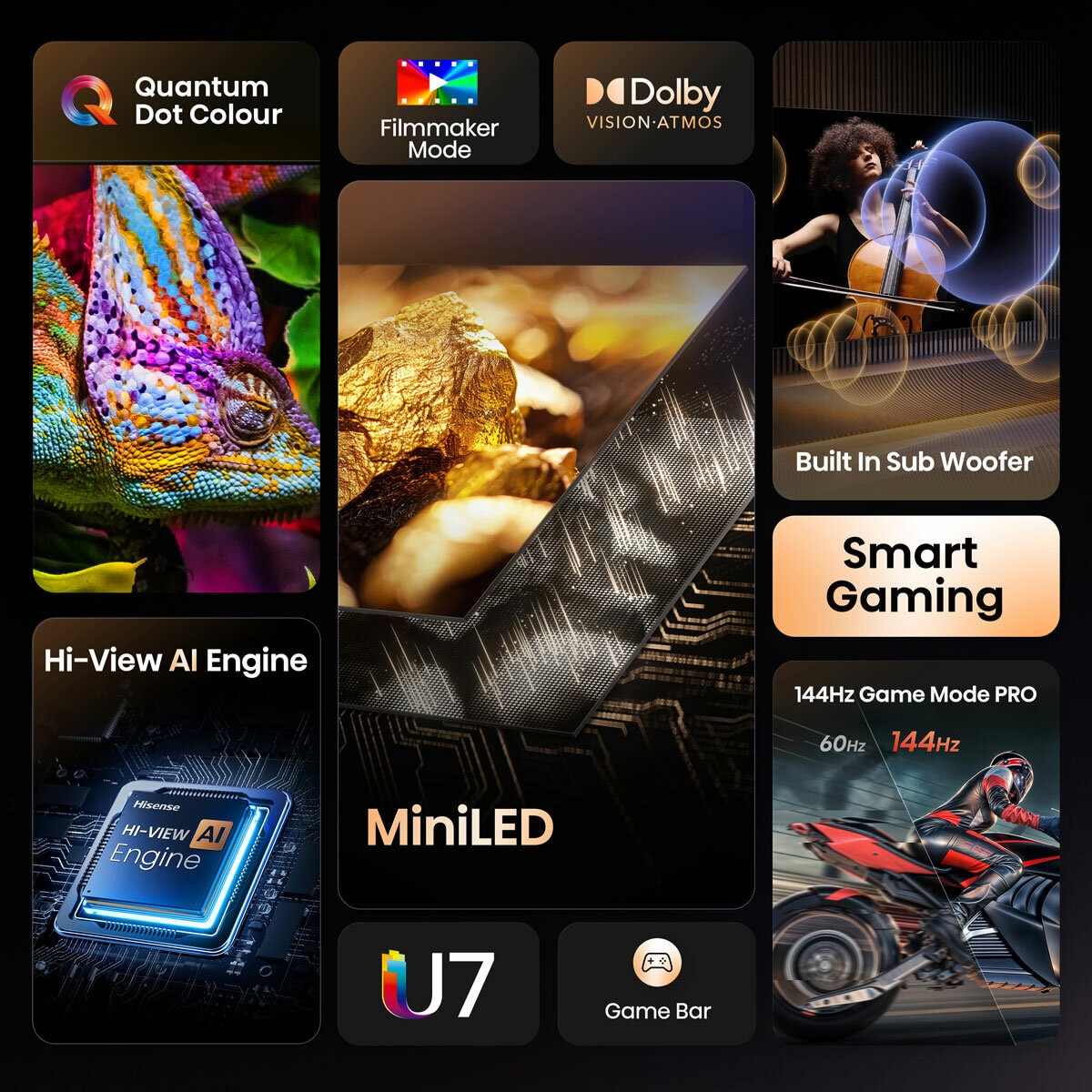 Hisense 65U7QTUK 65 Inch Mini LED HD Smart TV