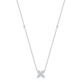 0.50ctw Round Brilliant Cut Diamond Flower Necklace, 14k White Gold