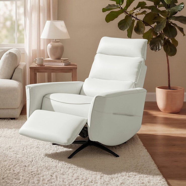 Aiden & Ivy Elton Cream Leather Manual Reclining Chair Aiden & Ivy Elton Cream Leather Manual Reclining Chair