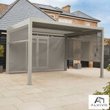 Alvivo 9ft 8" x 13ft 3" (3 x 4m) Beige Louvered Aluminium Pergola Bundle with 3 Pull-Down Screens Alvivo 9ft 8" x 13ft 3" (3 x 4m) Beige Louvered Aluminium Pergola Bundle with 3 Pull-Down Screens