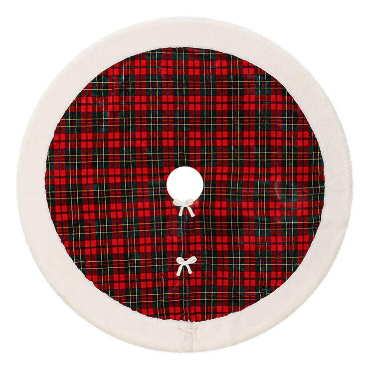 66 inch (1.68 m) Faux Fur Tree Skirt in Red & Green