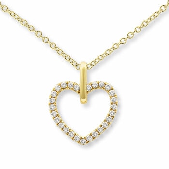 0.20ctw Round Brilliant Cut Diamond Heart Pendant, 14ct Yellow Gold