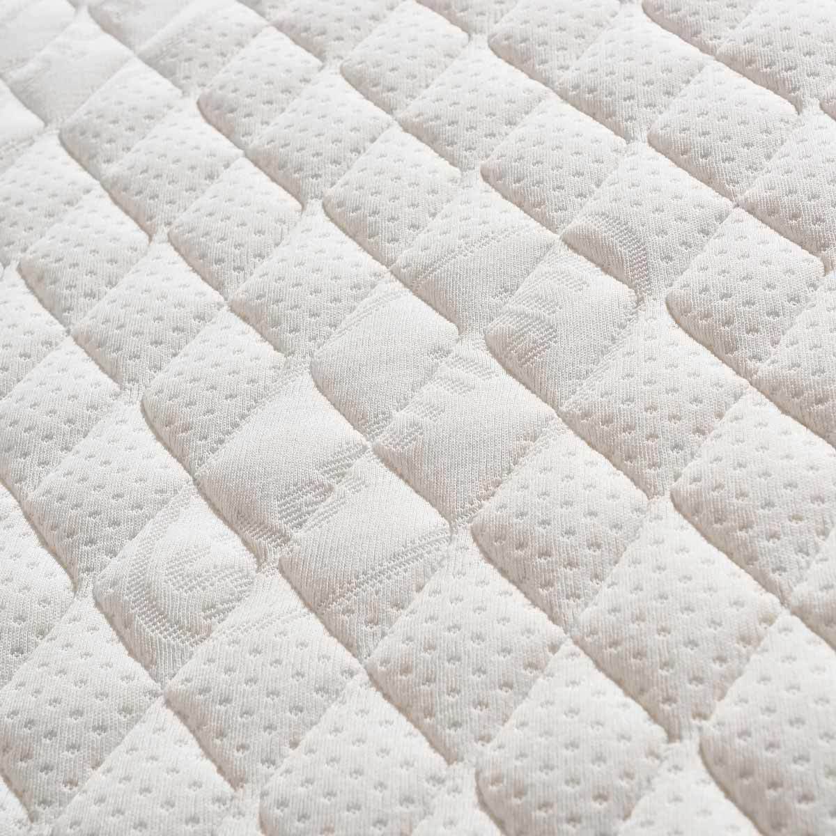 Close up detail of silentnight logo on mattress cover
