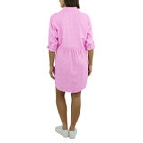 Jachs Ladies Roll Sleeve Linen Blend Dress in Pink