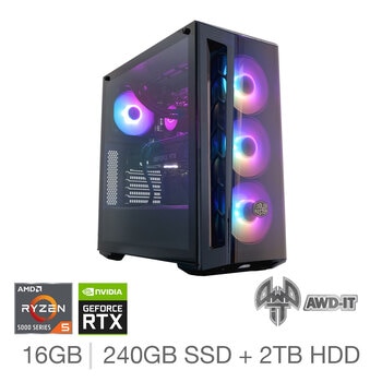 AWD-IT Voyager 5,  AMD Ryzen 5, 16GB RAM, 240GB SSD, 2TB HDD, NVIDIA GeForce RTX 3070, Gaming Desktop PC