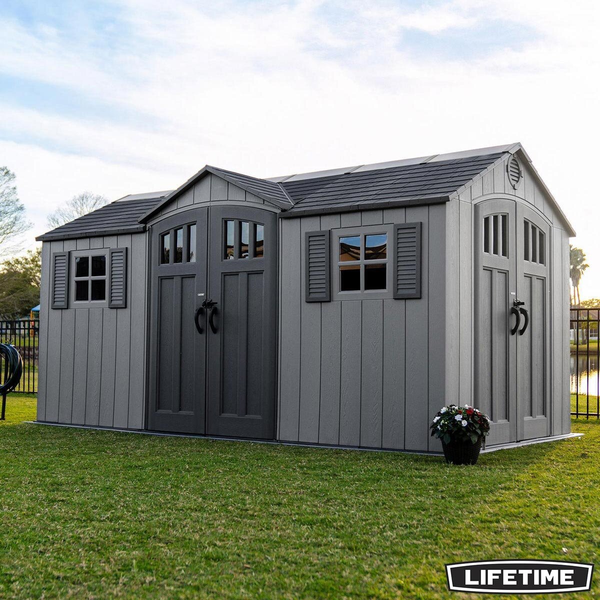 Lifetime 15ft x 8ft (4.6 x 2.4m) Dual Entry Storage Shed - Model 60455