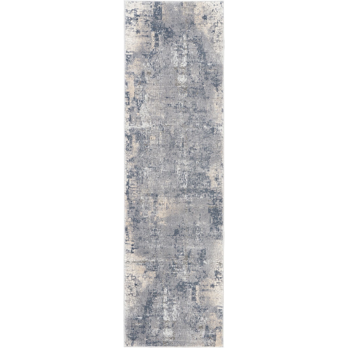 Rustic Textures Faded Blue Runner Rug