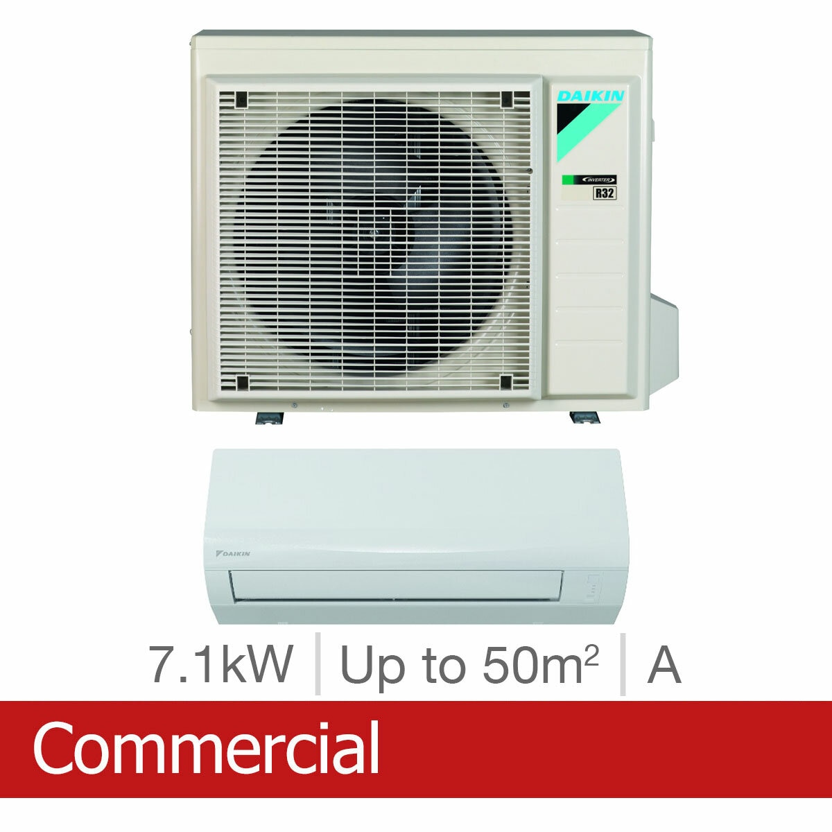Installed Daikin Sensira 7.1kW Single Split Air Conditioning Unit for Commercial Use