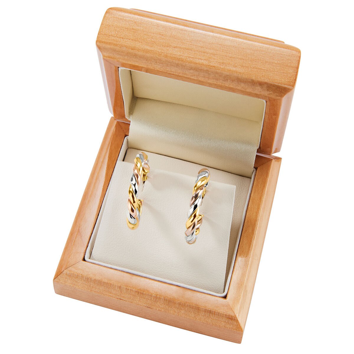 14ct Tri Colour Gold Twist Hoop Earrings Costco UK Co