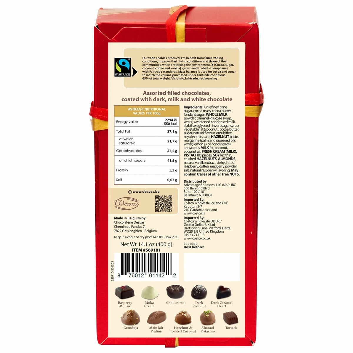 Deavas Fresh Cream Ballotin in Red Box, 400g