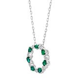 Pear Cut Lab Emerald & 0.13ctw Diamond Pendant, 14ct White Gold