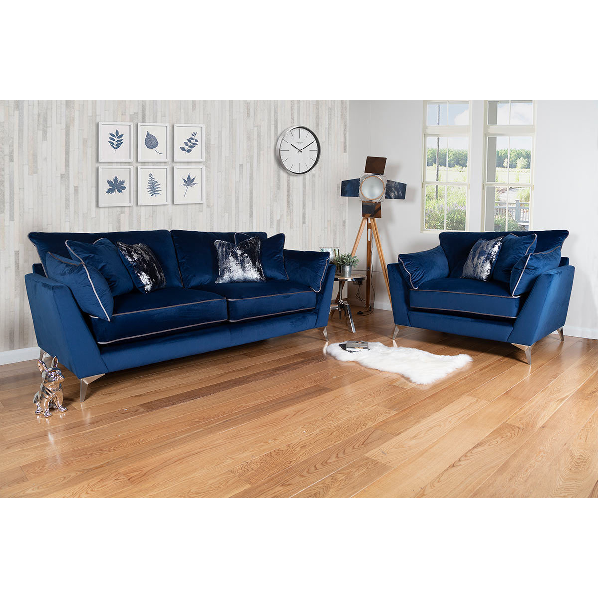 Roko Blue Velvet 2 Seater Sofa Costco UK