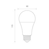 Line drawing of bulb on white background with dimensions