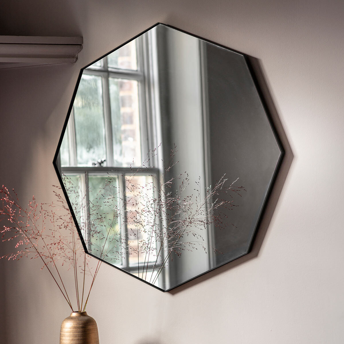Gallery Mayfair Black Octagon Mirror, Thin Wall Mirrors Uk