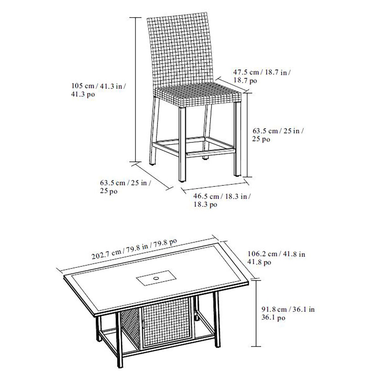 McKenzy 7 Piece High Dining Rectangle table