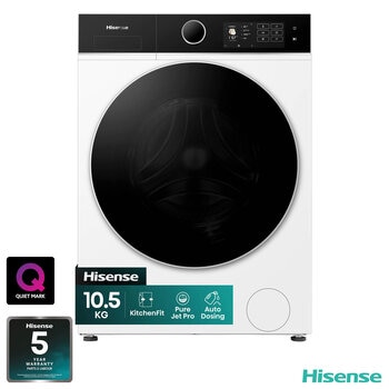 Hisense KitchenFit 5i Series WF5I1045BWQ, 10.5kg Washing Machine, A Rated in White
