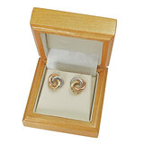 Three Colour Knot Earrings, 14ct Yellow, Rose & White Gold.