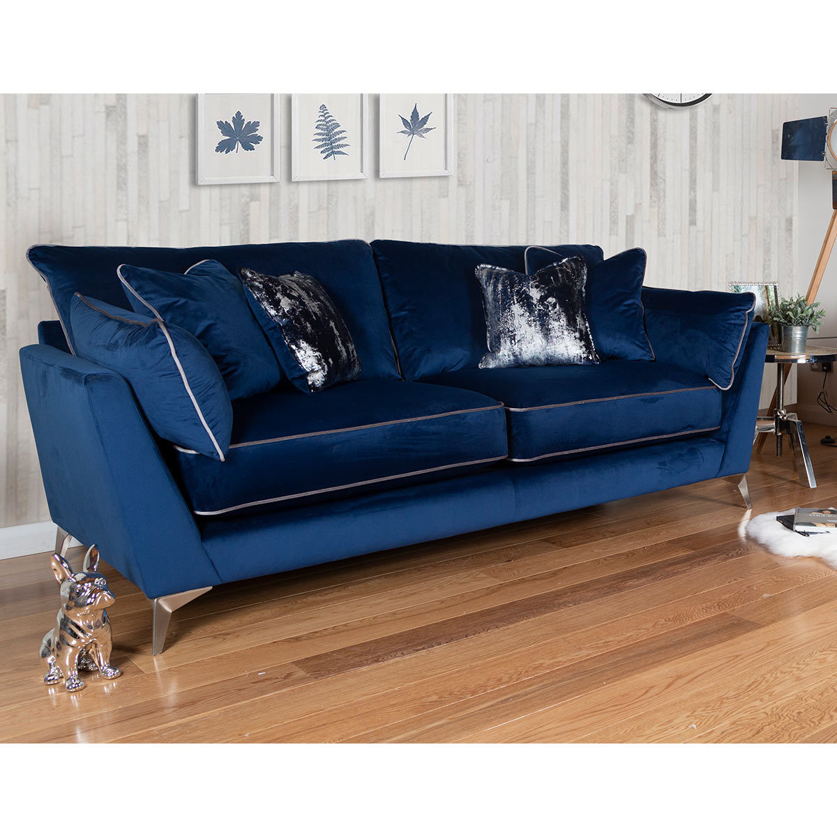 Roko Blue Velvet 3 Seater Sofa Costco UK