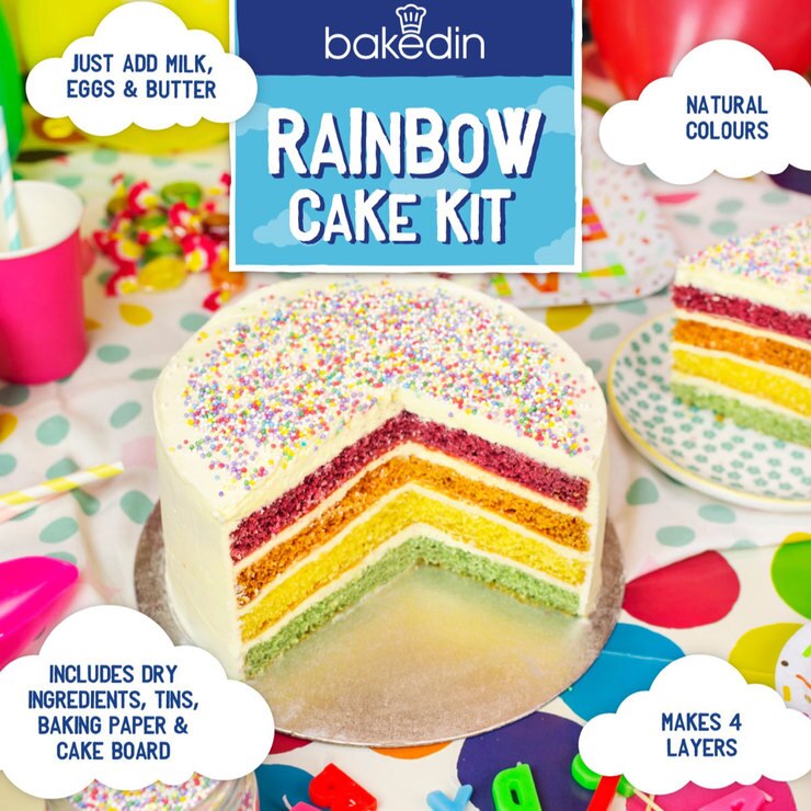 Bakedin Rainbow Cake Baking Kit, 970g Costco UK