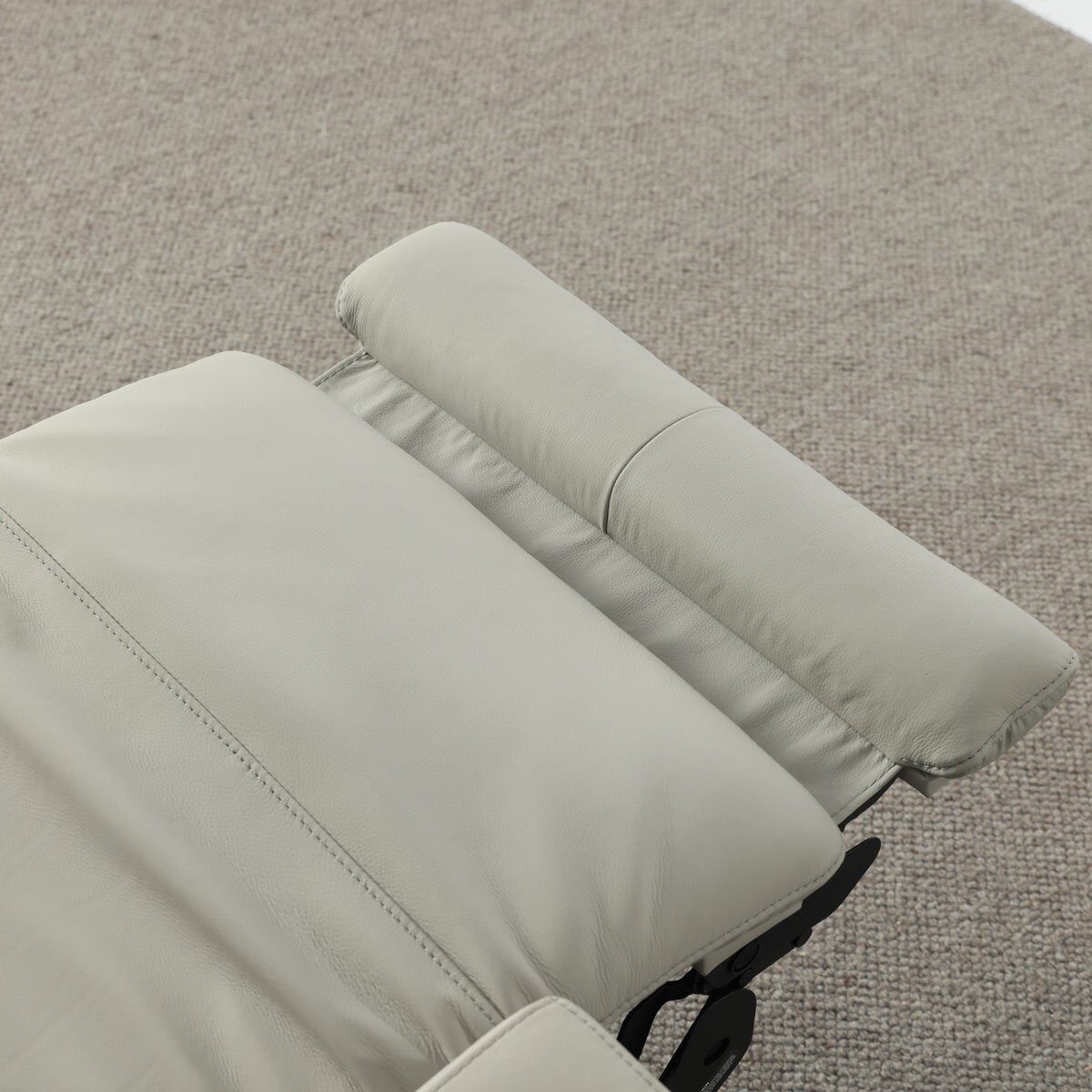 Simon Li Wren Light Grey Leather Power Reclining 3 Seater Sofa with Power Headrest Simon Li Wren Light Grey Leather Power Reclining 3 Seater Sofa with Power Headrest