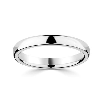 3.0mm Luxury Court Wedding Ring, 18ct White Gold