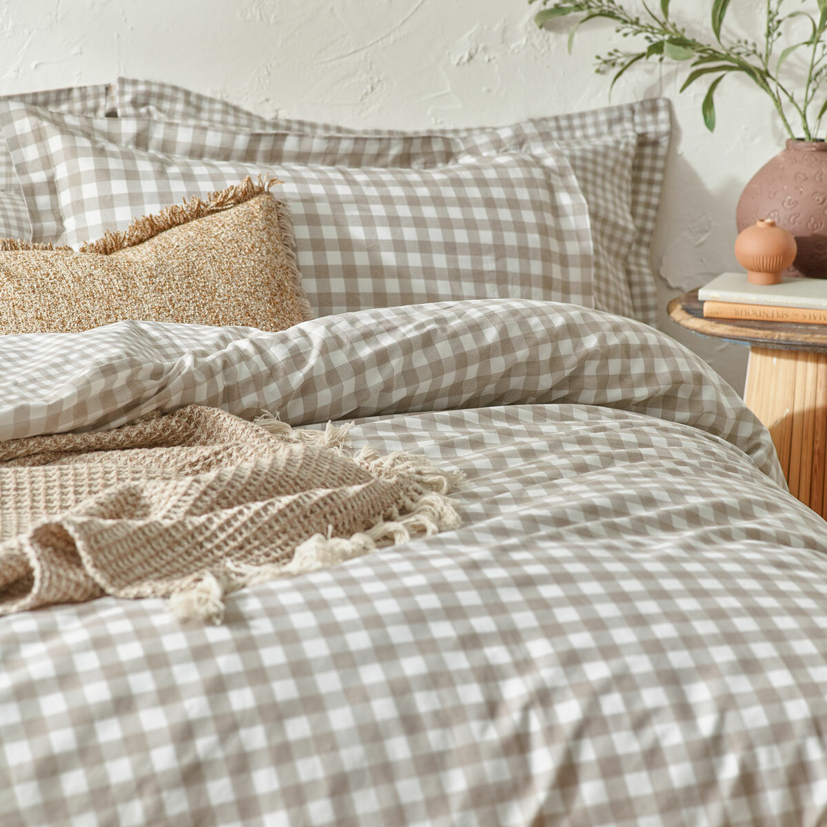 Yard Barton 100% Cotton Natural Gingham Duvet Cover Set in 4 Sizes Yard Barton 100% Cotton Natural Gingham Duvet Cover Set in 4 Sizes