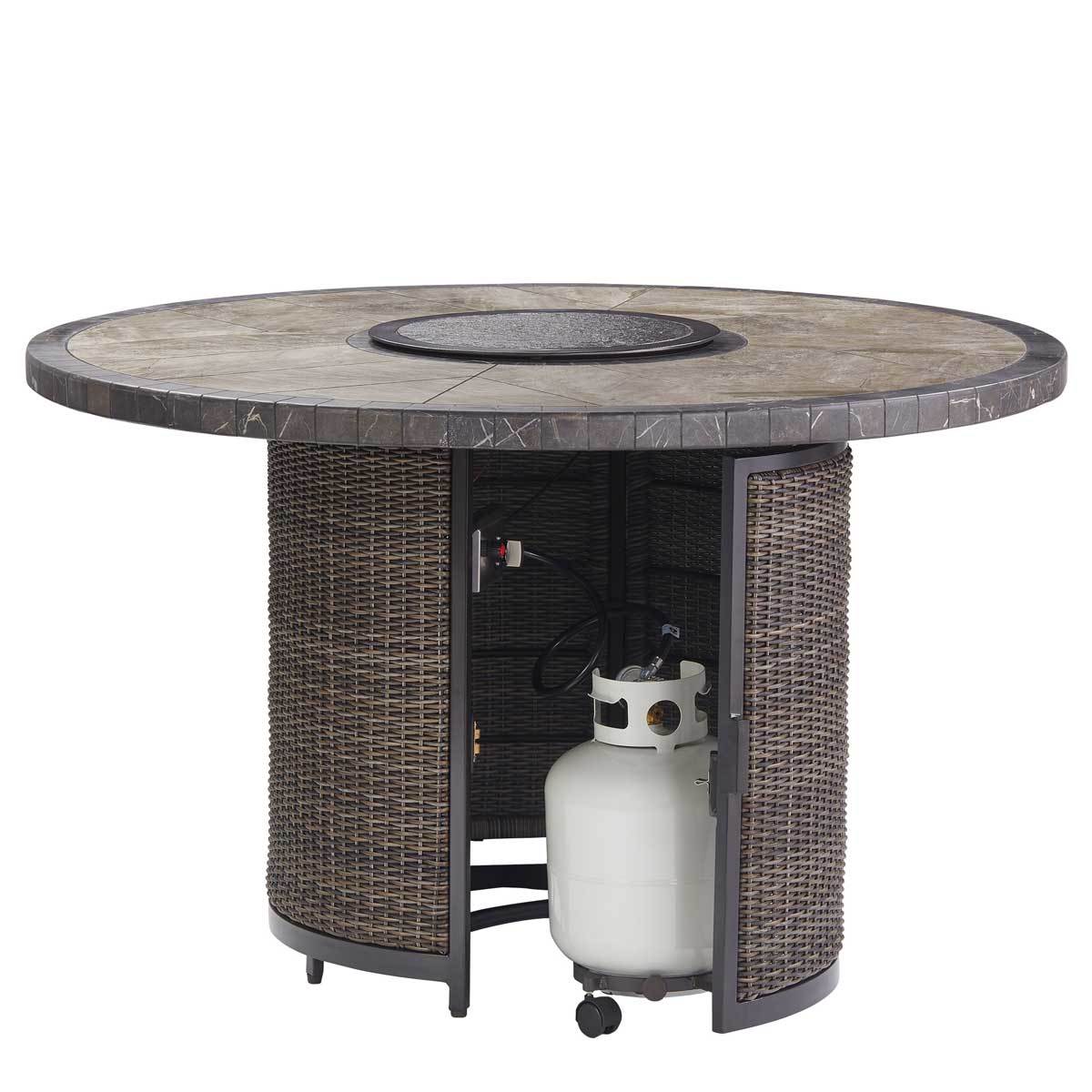 Agio Springdale 7 Piece Bar Height Fire Chat Patio Set + Cover Costco UK