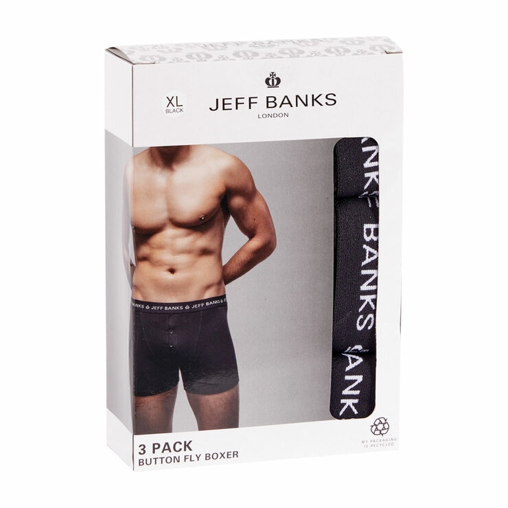 Jeff Banks Button Fly Boxers, 6 Pack