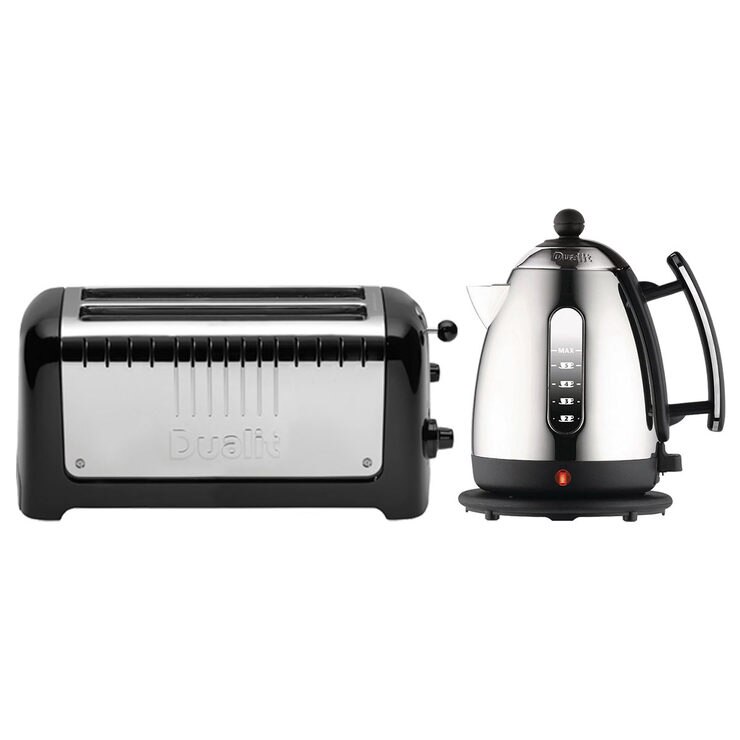 Dualit Kettle and 4 Slice Long Slot Toaster Set, Black Costco UK