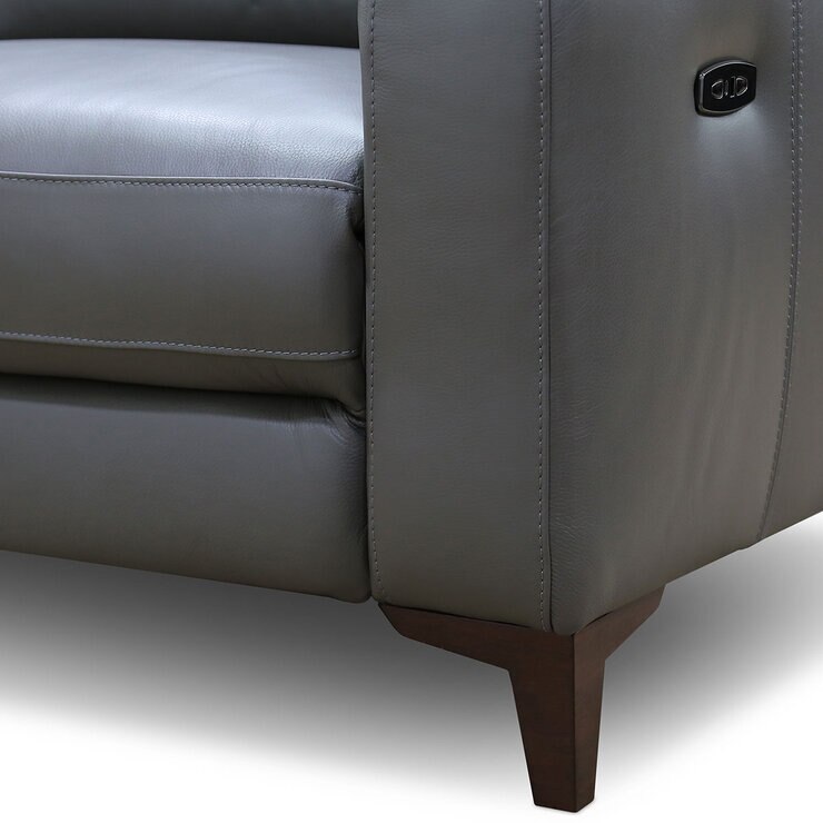 Colby Dark Grey Leather Armchair with Power Footrest