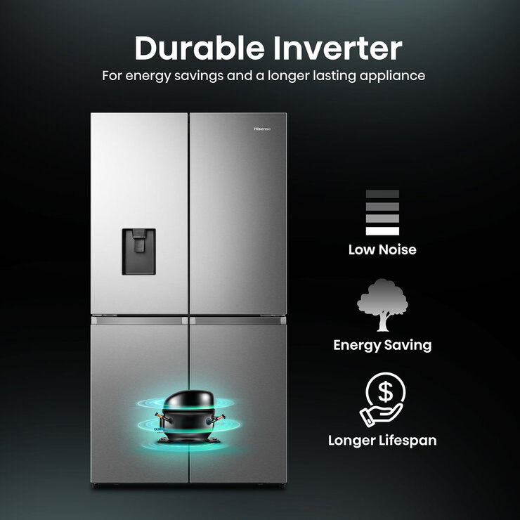 Hisense RQ758N4SWSE, Pureflat Multi Door Fridge Freezer, E Rated in Silver