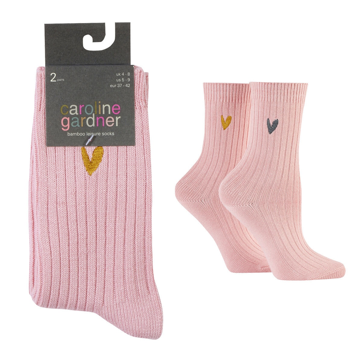 Caroline Gardner Ladies Bamboo Leisure Sock 6 Pack in Pink