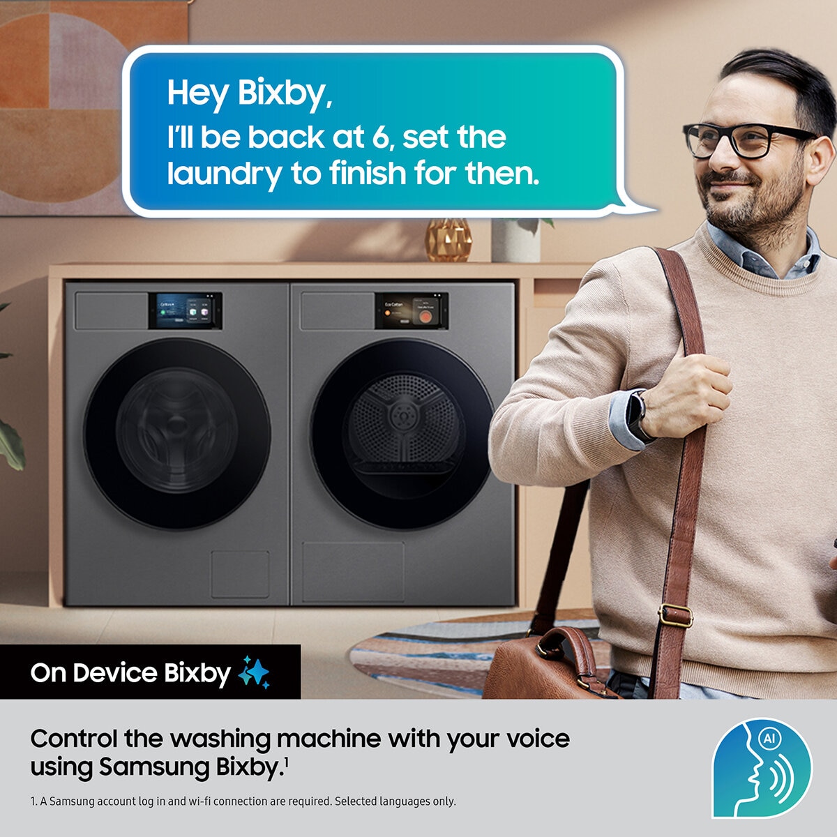 Samsung Series 9 WF90F09C4SU1 9kg Smart Washing Machine, A Rated in Dark Silver