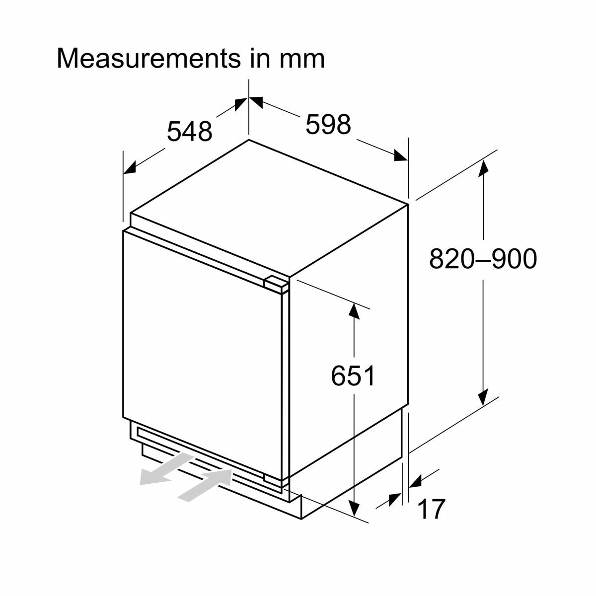 Bosch Series 4, KUR21VFE0G Built Under Fridge, E Rated Bosch Series 4, KUR21VFE0G Built Under Fridge, E Rated