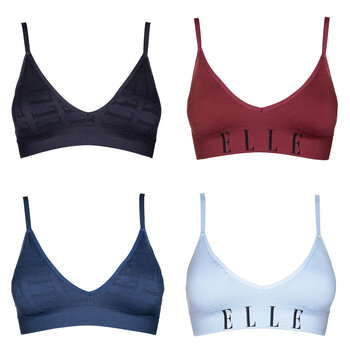 Elle Women's Seamless Bralette, 2 Pack in 2 Colours and 4 Sizes