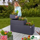 Stone Garden Hanbury 3-Tier Stackable Steel Planter Set in Grey