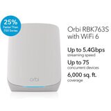 NETGEAR® Orbi™ Tri-band WiFi 6 Mesh System, 5.4Gbps, with 1 year of NETGEAR Armor included, Router + 2 Satellites