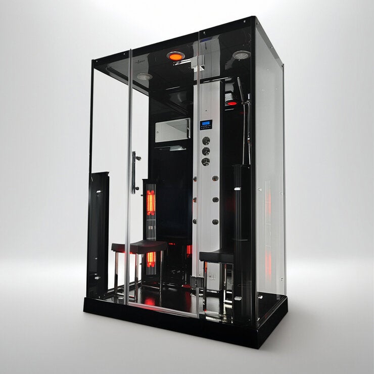 Insignia All in One Steam Shower & Infrared Sauna with Aromatherapy in Black - 1450 x 900mm