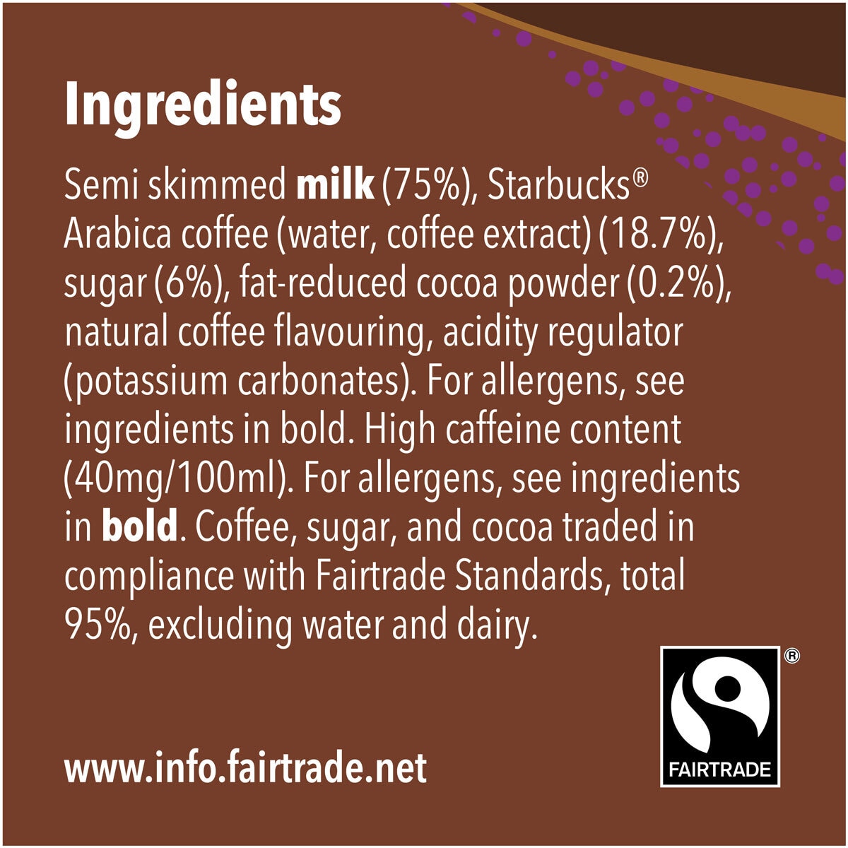 STARBUCKS FRAPPUCCINO ingredients