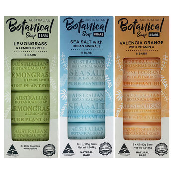 Australian Botanical Soap Bar, 8 Pack in 3 Varieties