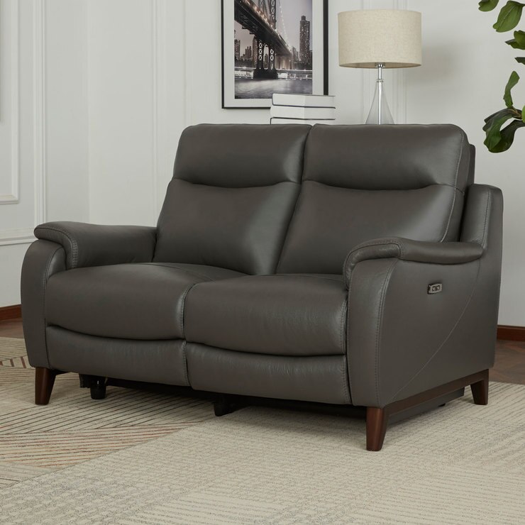 Gilman Creek Barrett 2 Seater Grey Leather Power Reclining Sofa With Headrests Costco Uk Gilman Creek Barrett 2 Seater Grey, Leather Reclining Sofa And Loveseat