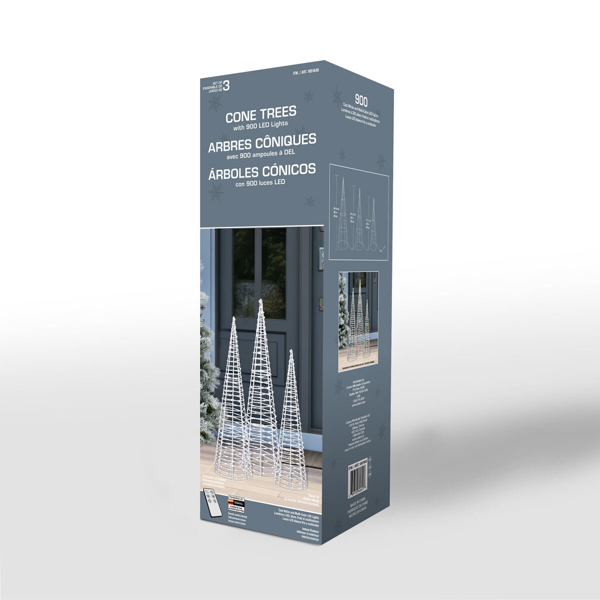 Colour Changing Cone Tree with 900 LED lights- Set of 3